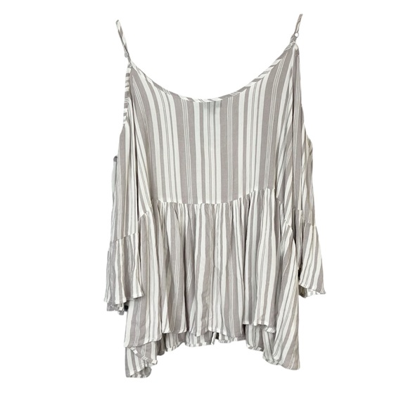 EUC Torrid Babydoll Rayon Crepe Cold Shoulder Top in Multi Stripe - Picture 5 of 10